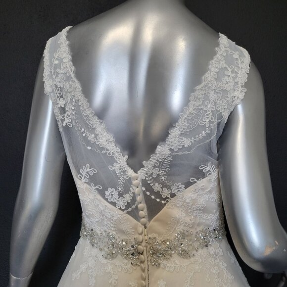 NWT~$1499~ELLA ROSA~SZ 10~IVORY EMBELLISHED LACE TEA LENGTH WEDDING DRESS GOWN - Picture 10 of 16